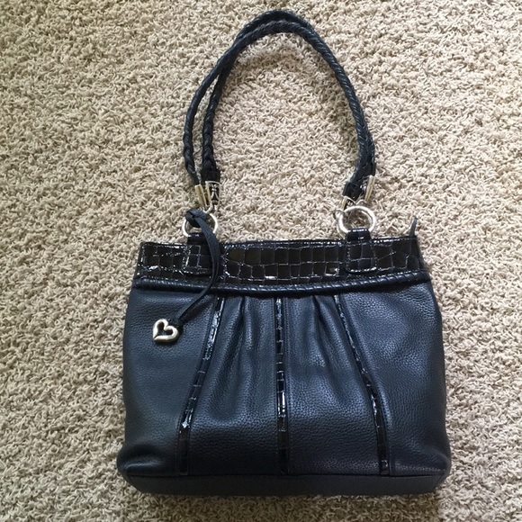 Brighton Handbags - NWOT-Brighton navy leather bag w/braided handles